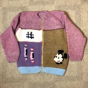 Vintage 1980’s Custom-made zip up knit sweater | One of a Kind Statement Piece